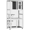 Load image into Gallery viewer, PawHut 74" Wooden Catio Outdoor Cat House Weatherproof & Wheeled, Outside Cat Enclosure with High Weight Capacity, Kitten Cage Condo, Dark Gray
