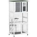 Load image into Gallery viewer, 74"H Wooden Catio Cat Enclosure, Indoor Outdoor Kitten House with Weatherproof Asphalt Roof & Brake Wheels, Luxury Kitten Condo Cage for Multiple Cats, White

