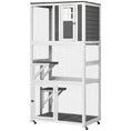 Load image into Gallery viewer, PawHut 74" Wooden Catio Outdoor Cat House Weatherproof & Wheeled, Outside Cat Enclosure with High Weight Capacity, Kitten Cage Condo, Dark Gray
