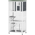 Load image into Gallery viewer, 74"H Wooden Catio Cat Enclosure, Indoor Outdoor Kitten House with Weatherproof Asphalt Roof & Brake Wheels, Luxury Kitten Condo Cage for Multiple Cats, White
