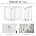 Load image into Gallery viewer, Freestanding Pet Gate 4 Panel Dog Barrier Folding Safety Fence with Support Feet up to 80.25" Long 29.5" Tall for Doorway Stairs Black White
