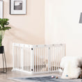 Load image into Gallery viewer, Freestanding Pet Gate 4 Panel Dog Barrier Folding Safety Fence with Support Feet up to 80.25" Long 29.5" Tall for Doorway Stairs Black White
