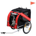 Load image into Gallery viewer, Folding Dog Bike Trailer Pet Cart Carrier for Bicycle Travel with Hitch Coupler in Steel Frame - Red & Black
