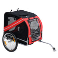 Load image into Gallery viewer, Folding Dog Bike Trailer Pet Cart Carrier for Bicycle Travel with Hitch Coupler in Steel Frame - Red & Black
