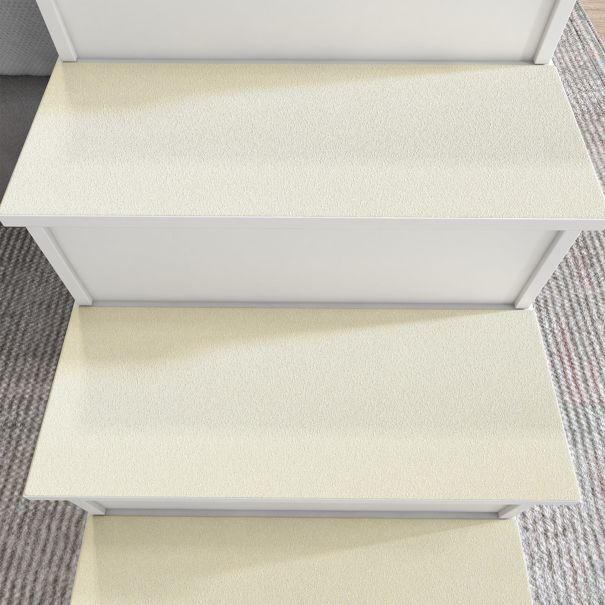 Pet Stairs Dog Steps for High Bed, 4 Levels Dog Stairs for Car, Wooden Cat Ladder with Non-Slip Carpet, 15.7" L x 23.2" W x 21.3" H, White