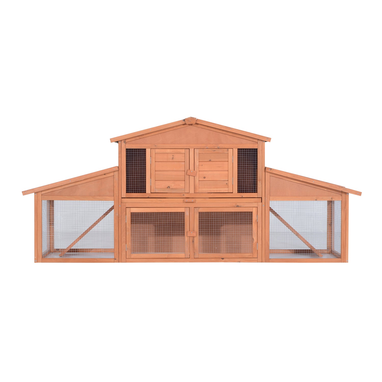 88.5" x 27.5" x 39.25" Deluxe Wooden Rabbit Hutch Backyard Bunny Cage Small Animal Living House with Outdoor Run, Orange