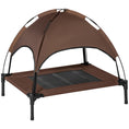Load image into Gallery viewer, Elevated Dog Bed with Canopy, Portable Raised Dog Cot for M Sized Dogs, Indoor & Outdoor, 30" x 24" x 29", Coffee
