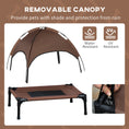 Load image into Gallery viewer, Elevated Dog Bed with Canopy, Portable Raised Dog Cot for M Sized Dogs, Indoor & Outdoor, 30" x 24" x 29", Coffee
