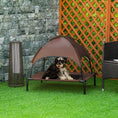 Load image into Gallery viewer, Elevated Dog Bed with Canopy, Portable Raised Dog Cot for M Sized Dogs, Indoor & Outdoor, 30" x 24" x 29", Coffee
