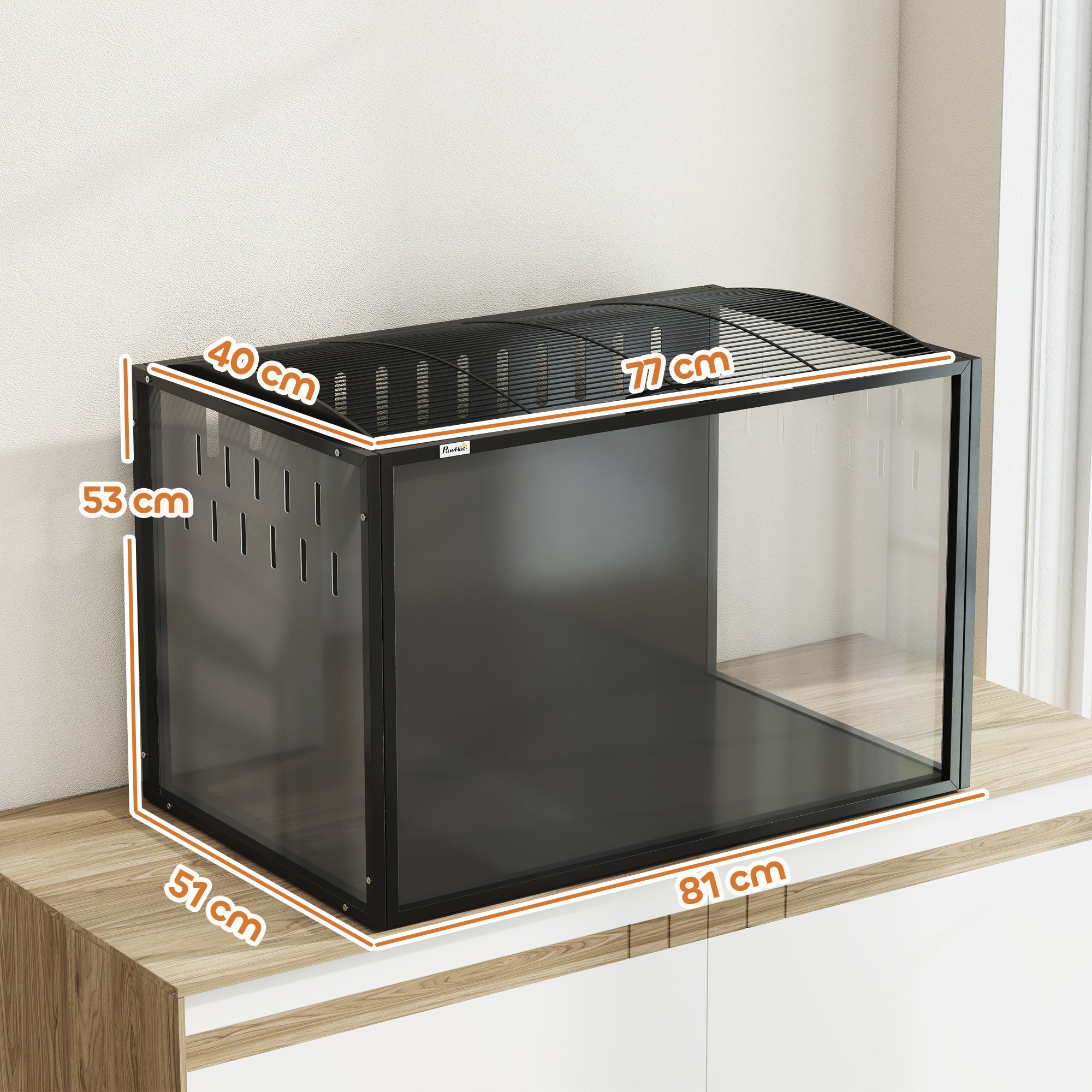 Hamster Cage Steel Frame Chewproof, Large Rat Cage with Openable Top, Deep Burrow, Transparent Small Animal Habitat for Dwarf Syrian Hamster, Gerbil, Rats, 81L x 51W x 53H cm