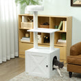 Charger l'image dans la visionneuse de la galerie, Cat Tree with Litter Box Enclosure, Hidden Cat Tower with Sisal Covered Scratching Posts, Large Platform, Bed, Modern Furniture for Indoor Kittens, White
