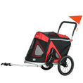 Load image into Gallery viewer, Aosom 2 in 1 Bike Trailer, Foldable Dog Bike Stroller with Aluminum Frame, Quick Release Wheels, Safety Leash, Anti-Slip Mat, Hitch Coupler, Reflectors, Flag for Medium Dogs, Red
