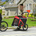 Load image into Gallery viewer, Aosom 2 in 1 Bike Trailer, Foldable Dog Bike Stroller with Aluminum Frame, Quick Release Wheels, Safety Leash, Anti-Slip Mat, Hitch Coupler, Reflectors, Flag for Medium Dogs, Red
