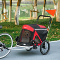 Load image into Gallery viewer, Aosom 2 in 1 Bike Trailer, Foldable Dog Bike Stroller with Aluminum Frame, Quick Release Wheels, Safety Leash, Anti-Slip Mat, Hitch Coupler, Reflectors, Flag for Medium Dogs, Red
