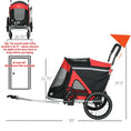 Load image into Gallery viewer, Aosom 2 in 1 Bike Trailer, Foldable Dog Bike Stroller with Aluminum Frame, Quick Release Wheels, Safety Leash, Anti-Slip Mat, Hitch Coupler, Reflectors, Flag for Medium Dogs, Red
