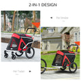Load image into Gallery viewer, Aosom 2 in 1 Bike Trailer, Foldable Dog Bike Stroller with Aluminum Frame, Quick Release Wheels, Safety Leash, Anti-Slip Mat, Hitch Coupler, Reflectors, Flag for Medium Dogs, Red

