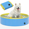 Load image into Gallery viewer, Foldable Dog Pool for Puppies and Ducks, Thickened PVC Dog Paddling Pool Bath Tub Hard Board, Anti-Slip Bottom and Hose Adapter for Easy Drainage, 120 x 30cm, Blue and Yellow
