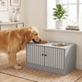 Load image into Gallery viewer, Elevated Dog Bowls with Storage Cabinet, Raised Dog Bowl Stand, Pet Feeding Station with Slow Feeder & Non-Slip, for Large Pets, Gray
