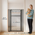 Charger l'image dans la visionneuse de la galerie, 55" Extra Tall Pet Gate for Cats and Dogs, 30-41" Wide Adjustable Pressure Mounted Baby Gate for Doorways, Hallways, Stairs, Includes 2 Extensions, No Drilling, Auto Close
