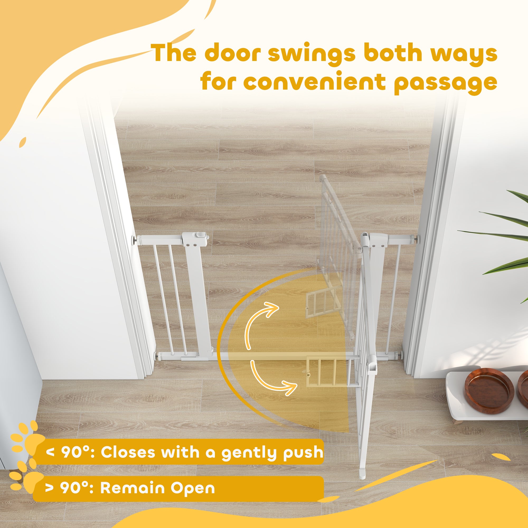 Dog Gate, Walk Through Pet Gate with Small Pet Door, Auto Close, for Doorways, House, Stair, 2 Extension Kits, Pressure Mount Kit, 30"-41" W x 30" H