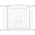 Load image into Gallery viewer, Dog Gate, Walk Through Pet Gate with Small Pet Door, Auto Close, for Doorways, House, Stair, 2 Extension Kits, Pressure Mount Kit, 30"-41" W x 30" H
