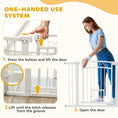 Load image into Gallery viewer, Dog Gate, Walk Through Pet Gate with Small Pet Door, Auto Close, for Doorways, House, Stair, 2 Extension Kits, Pressure Mount Kit, 30"-41" W x 30" H
