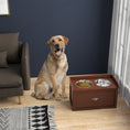 Load image into Gallery viewer, Elevated Dog Bowls for Large Dogs, Raised Pet Feeding Station with 2 Stainless Steel Bowls, Hidden Storage Drawer, Wood Stand for Cats, Brown
