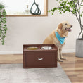 Load image into Gallery viewer, Elevated Dog Bowls for Large Dogs, Raised Pet Feeding Station with 2 Stainless Steel Bowls, Hidden Storage Drawer, Wood Stand for Cats, Brown

