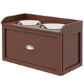 Load image into Gallery viewer, Elevated Dog Bowls for Large Dogs, Raised Pet Feeding Station with 2 Stainless Steel Bowls, Hidden Storage Drawer, Wood Stand for Cats, Brown
