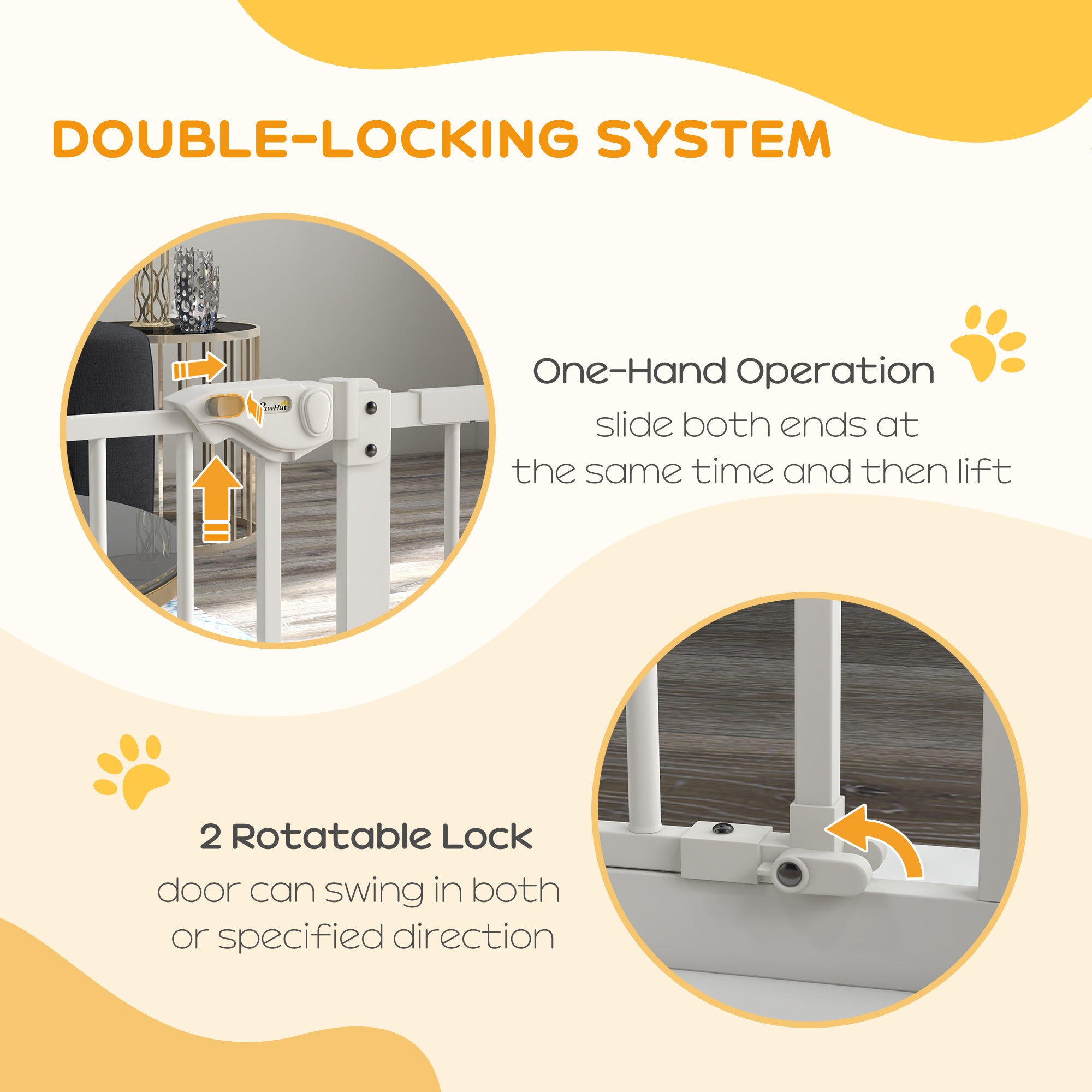 Dog Gate Stair Gate Pressure Fit Pets Barrier Auto Close for Doorway Hallway, 74-94cm Wide Adjustable, White