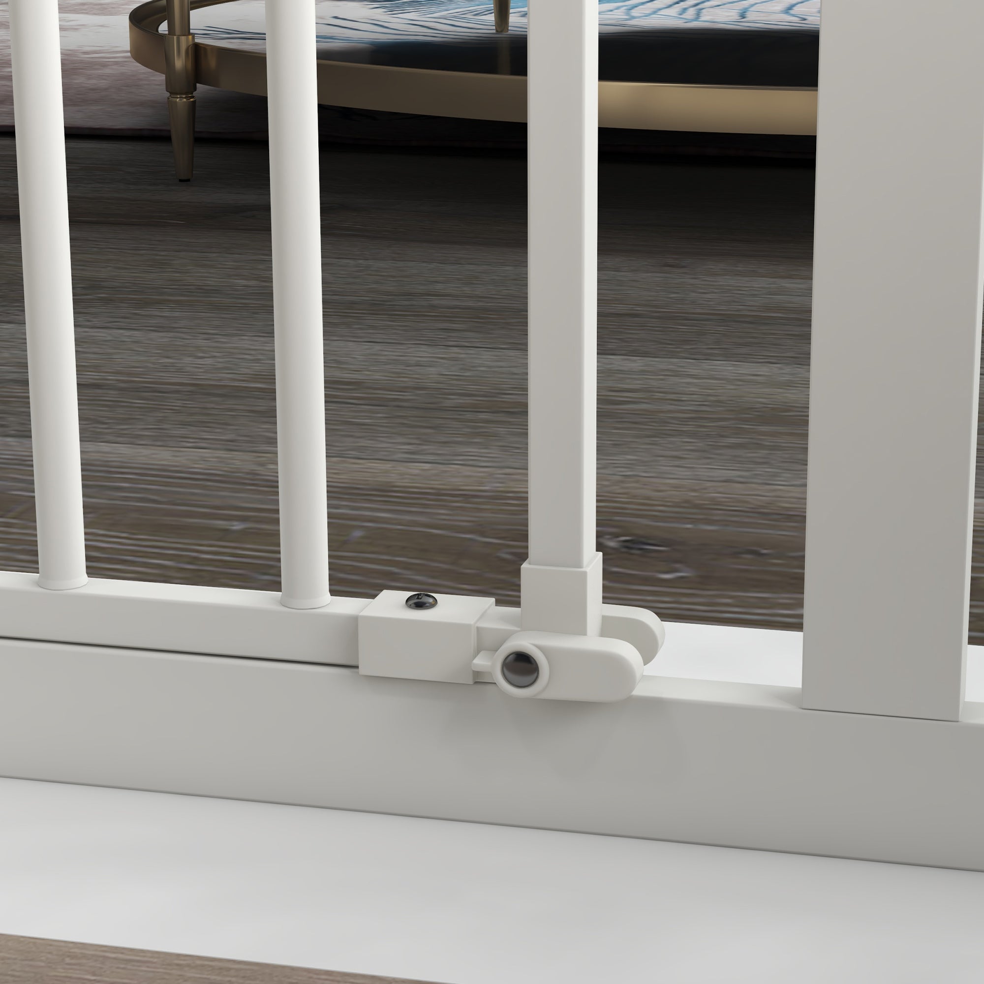 Dog Gate Stair Gate Pressure Fit Pets Barrier Auto Close for Doorway Hallway, 74-94cm Wide Adjustable, White