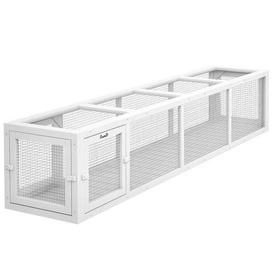 Catio Outdoor 79"L Cat Tunnel, Cat Enclosure DIY L- Shape with Extendable Design, Kitty shelter with Weather Protection, Removable Door, White