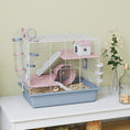 Load image into Gallery viewer, Hamster Cage, 3-Tier Gerbil Cage with Exercise Wheel, Food Bowl, Water Bottle, House, Tunnels, Ramps, Small Animal Habitat for Dwarf Hamster, Blue
