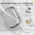 Charger l'image dans la visionneuse de la galerie, Stainless Steel Litter Box with Lid, Enclosed Cat Litter Box with Scoop, Deodorizer Bag, Handle, Odour Control, Non-Sticky and Easy to Clean, Dark Grey
