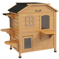 Load image into Gallery viewer,  2-story Cat House Outdoor, Weatherproof Wooden Cat Enclosure for Feral Cats with Escape Door, Openable Roof, Jumping Platforms, Natural Wood Finish
