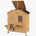 Load image into Gallery viewer,  2-story Cat House Outdoor, Weatherproof Wooden Cat Enclosure for Feral Cats with Escape Door, Openable Roof, Jumping Platforms, Natural Wood Finish

