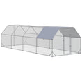 Load image into Gallery viewer, Chicken Run, Galvanized Large Metal Chicken Coop Cage, Walk-in Enclosure Poultry Hen Run House Playpen Rabbit Hutch with Flat Roof, Cover, for Outdoor Backyard, 9.2' x 24.9' x 6.5', Silver
