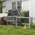 Load image into Gallery viewer, Rabbit Hutch Outdoor, Wooden Guinea Pig Hutch with Run, Openable Roof, Pull-Out Tray, Ramp for 1-2 Rabbits, 150 x 52.5 x 68 cm, Grey
