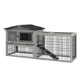 Load image into Gallery viewer, Rabbit Hutch Outdoor, Wooden Guinea Pig Hutch with Run, Openable Roof, Pull-Out Tray, Ramp for 1-2 Rabbits, 150 x 52.5 x 68 cm, Grey
