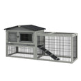 Load image into Gallery viewer, Rabbit Hutch Outdoor, Wooden Guinea Pig Hutch with Run, Openable Roof, Pull-Out Tray, Ramp for 1-2 Rabbits, 150 x 52.5 x 68 cm, Grey
