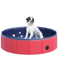 Load image into Gallery viewer, Foldable Dog Pool, 80 x 20 cm Pet Paddling Pool with Wood Board Support and Anti-Slip Bottom, Portable Doggy Paddling Pool for Garden and Outdoor Use, Red
