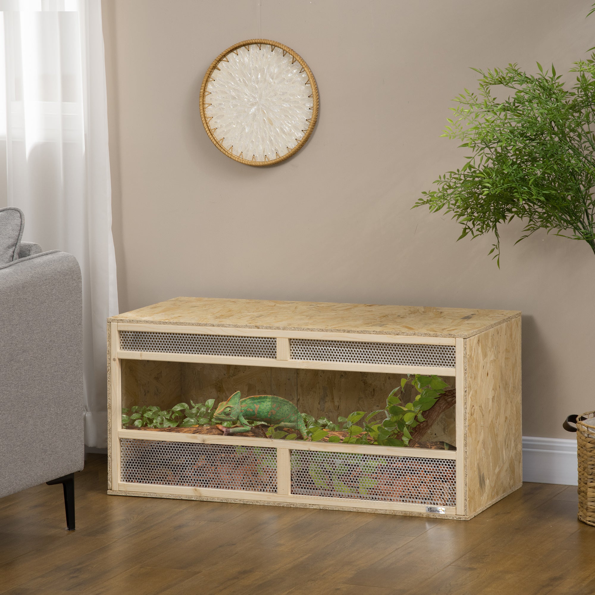 Reptile Terrarium, 58 Gallon Reptile Tank w/ Transparent Sliding Doors, Breathable Mesh for Bearded Dragon, Lizards, Horned Frogs, Snakes and Chameleons, 39" x 18.5" x 18.5"