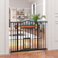 Load image into Gallery viewer, 29.1''-41.3'' Extra Wide Dog Gate with Cat Door with Stair Pressure Fit, Auto Close, Double Locking, for Doorways, Hallways, Stairs, Black
