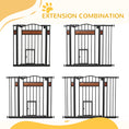 Load image into Gallery viewer, 29.1''-41.3'' Extra Wide Dog Gate with Cat Door with Stair Pressure Fit, Auto Close, Double Locking, for Doorways, Hallways, Stairs, Black
