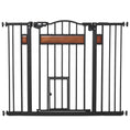 Load image into Gallery viewer, 29.1''-41.3'' Extra Wide Dog Gate with Cat Door with Stair Pressure Fit, Auto Close, Double Locking, for Doorways, Hallways, Stairs, Black

