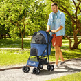 Load image into Gallery viewer, Dog Pram Dog Stroller Pet Pushchair with Universal Wheels, Brake for Small Breeds - Blue
