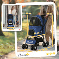 Load image into Gallery viewer, Dog Pram Dog Stroller Pet Pushchair with Universal Wheels, Brake for Small Breeds - Blue
