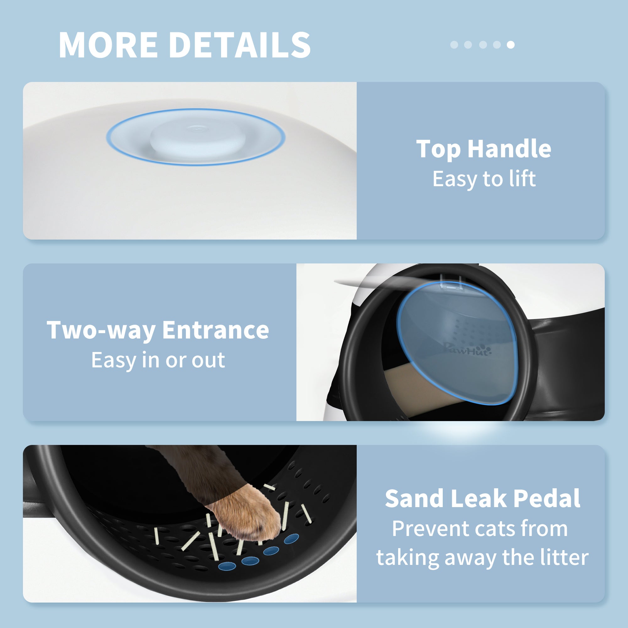 Foldable Cat Litter Box with Lid, Hooded Cat Litter Tray with High Sides, Air Freshener, Large Two-Way Entrance, Scoop, Black