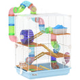 Load image into Gallery viewer, 5 Tiers Hamster Cage Portable Animal Travel Carrier Habitat with Exercise Wheels Play Tube Water Bottle Dishes House Ladder for Gerbils, Light Blue
