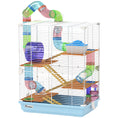 Load image into Gallery viewer, 5 Tiers Hamster Cage Portable Animal Travel Carrier Habitat with Exercise Wheels Play Tube Water Bottle Dishes House Ladder for Gerbils, Light Blue
